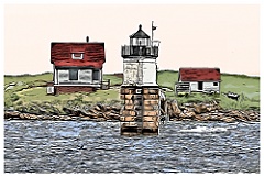 Ram Island Light in Rough Surf From Storm - Digital Painting